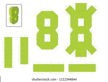 3d number paper craft model template,
cut out and glue with guide for creative children school. vector editable.