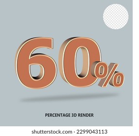 3D number percentage brown color