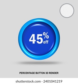 3D number percentage button blue color