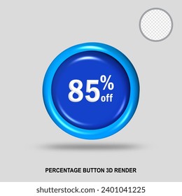 3D number percentage button blue color