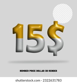 3D number price dollar gold silver color