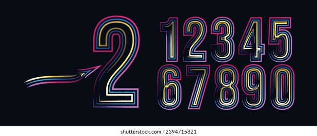3d number set, colorful number design