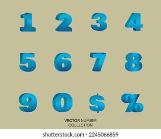 3D Number Set of figures of red color. Modern vector font alphabet. Vector elements illustration template