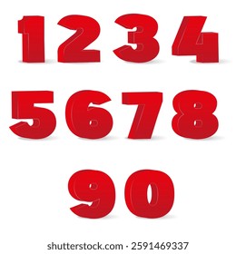 3D Number Set with metallic colors