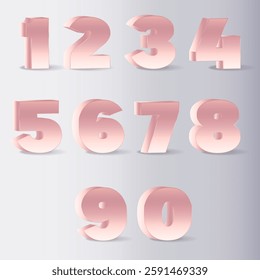3D Number Set with metallic colors