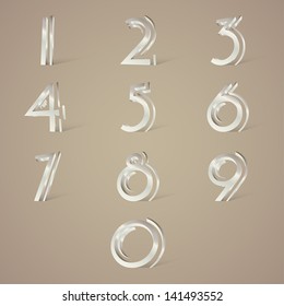 3d number set, metallic style.