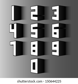 3d Number set. Vector illustration. 
