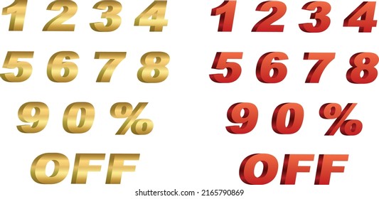 3D number symbol with percent discount design.