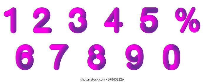 3d number vector and percentage icon isolated on white background. Pink numbers and percentage symbols. EPS10 vector illustration for web application, app, poster, sale banner, template, logo, icon.
