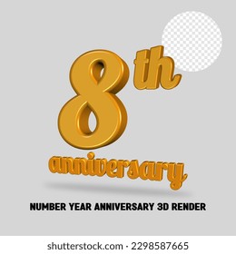 3D NUMBER YEAR ANNIVERSARY GOLD STYLE 