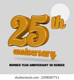 3D NUMBER YEAR ANNIVERSARY GOLD STYLE 
