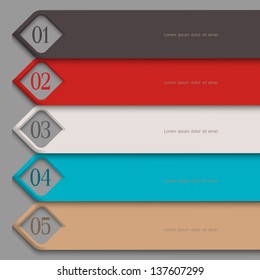 3d numbered banners. Vector design template