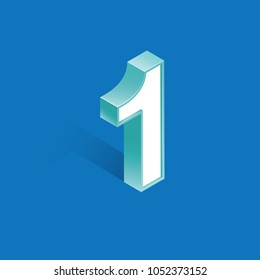 3D numbers 1 on blue background
