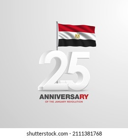 3D numbers 25 January Egyptian revolution with Egypt flag