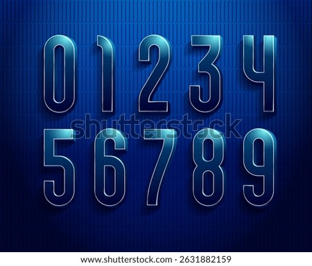 3D numbers from blue gradient, trendy gloomy numeral, modern condensed number set 0, 1, 2, 3, 4, 5, 6, 7, 8, 9, for your design, vector illustration 10eps.