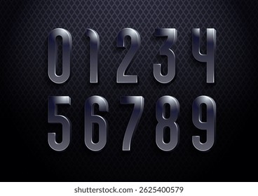 3D numbers from dark gradient, trendy gloomy numeral, modern condensed number set 0, 1, 2, 3, 4, 5, 6, 7, 8, 9, for your design, vector illustration 10eps.