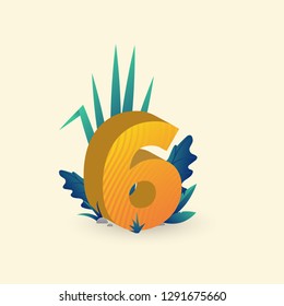 3d numbers and foliage illustration, web background, apps, etc. vector eps 10