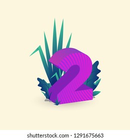 3d numbers and foliage illustration, web background, apps, etc. vector eps 10