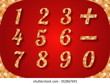 3d  Numbers Gold Vector. 