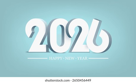 3D Numbers Happy New Year 2026 Template On Blue Background. EPS10 Vector