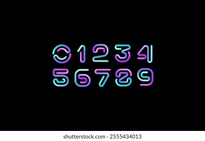 3d numbers, numerals 0, 1, 2, 3, 4, 5, 6, 7, 8, 9 made from volumetric tubular, vector illustration 10.