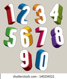 3d numbers set made with round shapes, colorful numerals for advertising and web design.