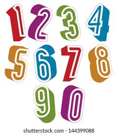 3d numbers set made with round shapes, colorful numerals for advertising and web design.