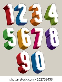 3d numbers set made with round shapes, colorful numerals for advertising and web design.