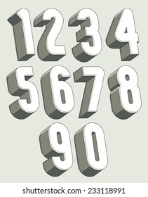 3d numbers set, monochrome numerals for advertising and web design.