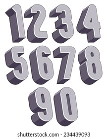 3d numbers set, monochrome numerals for advertising and web design.