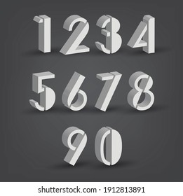 3D numbers set style. sign