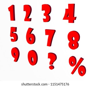 3d numbers set vector