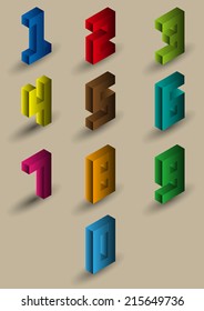 3D numbers set for website graphic and business.