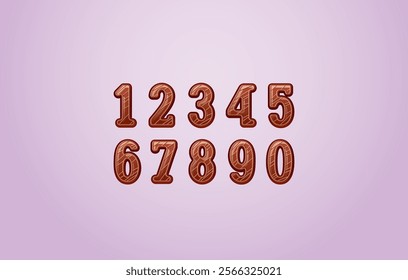 3D numbers, for your logo design, 0, 1, 2, 3, 4, 5, 6, 7, 8, 9 made gingerbread style, vector illustration 10EPS.