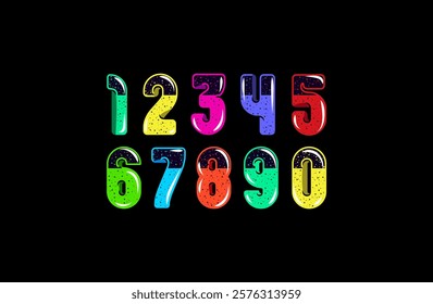 3D numbers, for your logo design, 0, 1, 2, 3, 4, 5, 6, 7, 8, 9 made alcohol cocktail style, vector illustration 10EPS.