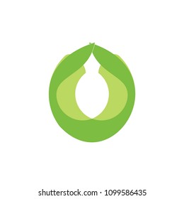 3d O with leaf logo design vector