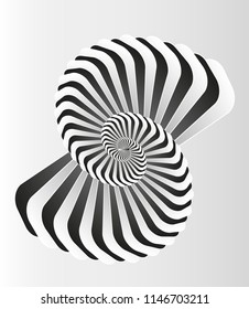 3D object, abstract background.Black and white optical  illusion. Black and white fractal background. Surrealism. Fractal Art.