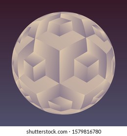 3d object cubic sphere in purple mauve shades