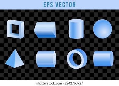 3D object geometric elements isolated on transparent background