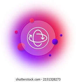 3D object icon. A virtual reality. orientation in space. Gradient blur button with glassmorphism. clear glass design