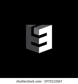 3d object. Letter T and number 3 - design element or icon. Three-dimensional logo. T3 - monogram or logotype.