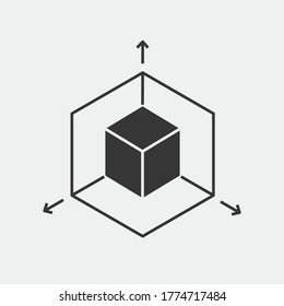 3D object modeling vector icon 3 graphic dimensions 