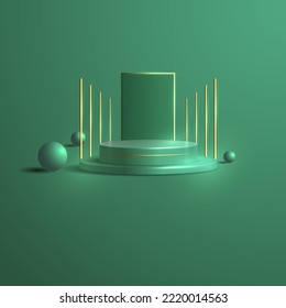 pólipos de objetos 3D fondo verde buen uso para el soporte de productos de visualización y más
