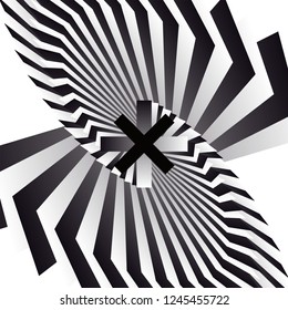 3D object. Psychology and philosophy, a sample for printing. Black and white fractal background.Black and white optical  illusion. Black and white fractal background. Surrealism. 