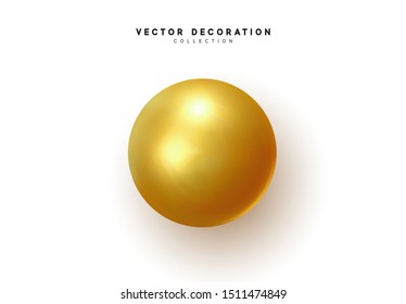 3d object round sphere, golden ball. vector illustration