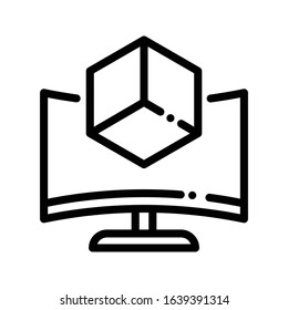 3D object Screen Icon. Simple Vector line icon. EPS 10