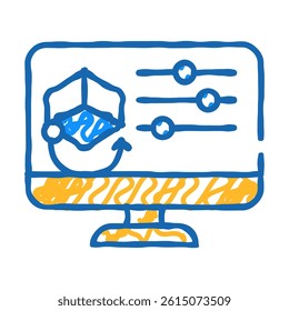 3d object settings doodle icon sketch vector. 3d object settings sign. isolated symbol illustration