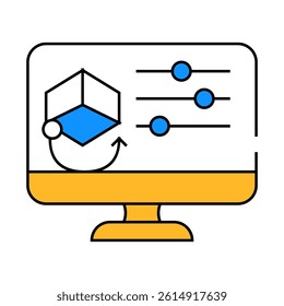 3d object settings line icon vector. 3d object settings sign. isolated symbol illustration