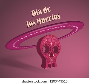 3d object symbolizing skull and sombrero. Banner to the Day of the Dead. Vector illustration.