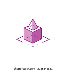 3D objects color line icon. AR and VR. Pictogram for web page, mobile app, promo. UI UX GUI design element. Editable stroke